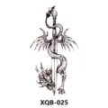 Temporäres Tattoo-Aufkleber mit einem detaillierten Drachen um ein geflügeltes Schwert Design Variante. - 210x114mm / XQB-025
