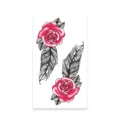 Waterproof temporary tattoo sticker with pink rose and lace feather design, stylish body art. - Pink Rose Lace Feather (K-574)