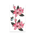 Waterproof floral and butterfly temporary tattoo sticker featuring fresh pink botanical design. - Pink Hibiscus Butterfly (K-575)