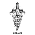 Schwarzes temporäres Tattoo mit WidDerschädel und Dolch Design für Arm Körperkunst. - 210x114mm / XQB-027