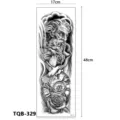 Volledige arm tijdelijke tattoo sticker voor man en vrouw, waterdicht zwart Zeus-ontwerp body art. - Zeus Hoofd en Kompas (TQB-329) / 170x480mm