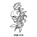 Pegatina de tatuaje temporal impermeable con diseño de calavera y rosa para fiestas. - Estilo Cráneo Rosa(XQB-416)