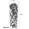 Grote tijdelijke arm tattoo sticker voor man en vrouw, waterdicht schedel roos clown. - Kroon Schedel en Jester (TQB-330) / 170x480mm