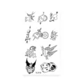 Waterproof temporary tattoo sticker sheet featuring vintage black sketch designs. - K-219