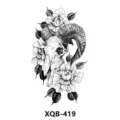 Adhesivo de tatuaje temporal con diseño de cráneo de carnero y flores de peonía. - Estilo Cráneo de Carnero Peonía(XQB-419)