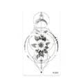 Minimalist geometric sunflower temporary tattoo sticker, waterproof body art sketch design. - K-220