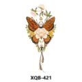 Calcomanía de tatuaje temporal impermeable con un elegante diseño de mariposa naranja y flores. - Estilo Mariposa Floral(XQB-421)