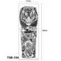 Grote tijger olifant tijdelijke tatoeage sticker, zwart-wit waterdicht lichaamskunst ontwerp. - Tijger en Roos (TQB-334) / 170x480mm