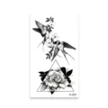 Waterproof temporary tattoo sticker featuring sketch swallows and geometric rose design for body art. - K-223