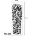 Grote tijdelijke tattoo voor hele arm met realistisch rozen en klok ontwerpmotief. - Mechanische Klok en Roos (TQB-335) / 170x480mm