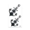 Anchor temporary tattoo sticker sketch style black body art waterproof decal 2pcs - K-225