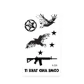 Waterproof temporary tattoo sticker with cool raven skull gun and star designs for body art. - K-226