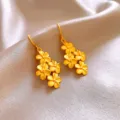Matte gold tone multi-flower dangle earrings elegant floral drop earrings for women daily wear - 218# Flower