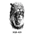 Pegatina de tatuaje temporal impermeable boceto blanco y negro leopardo mujer arte - Estilo Retrato Jaguar(XQB-429)