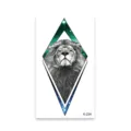 Geometric lion temporary tattoo sticker with galaxy background waterproof body art design - K-234
