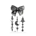 Black sketch temporary tattoo sticker featuring lace bow and moon arrow design variants. - K-235