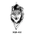 Adhesivo de tatuaje temporal de lobo impermeable con diseño de reloj geométrico para fiestas. - Estilo Reloj Cabeza de Lobo(XQB-432)