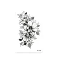 Minimalist black and white floral temporary tattoo sticker sheet, waterproof sketch art. - K-236