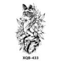 Adhesivo de tatuaje temporal impermeable con diseño de lobo y peonía para fiesta. - Estilo Lobo Peonía(XQB-433)