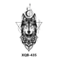 Pegatina de tatuaje temporal de lobo geométrico, arte corporal de mandala blanco y negro XQB-435 - Estilo Cabeza de Lobo Geométrica(XQB-435)