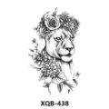 Adhesivo de tatuaje temporal impermeable en blanco y negro con una leona y corona floral. - Estilo Leona Rosa(XQB-438)