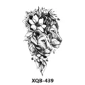 Pegatina de tatuaje temporal impermeable con diseño de león y flores, estilo boceto. - Estilo Floral León(XQB-439)
