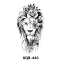 Adhesivo de tatuaje temporal impermeable con elegante cara de león y diseño floral y geométrico. - Estilo Mandala León(XQB-440)