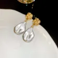 Gold Rose Flower Stud Clear Irregular Drop Earrings Fashion Elegant Jewelry Variant Design - Transparent Flower Style (30#)