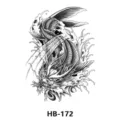 Adesivo per tatuaggio impermeabile drago e pesce per braccio, classico design in bianco e nero. - Pesce Drago (HB-172)