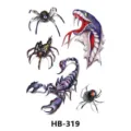 Waterproof temporary tattoo sticker sheet dark style scorpion snake spider art 1pc - HB-319 / 210*148mm