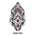 Temporäres Tattoo Aufkleber Variante, schwarz und rot Lotus Mandala Blumen Design Kunst. - 210x114mm / XQB-038