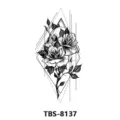 Dark rose skull temporary tattoo sticker, geometric line art body art design SKU TBS-8137 variant - Skull Rose Style (TBS-8137)