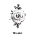 Black and white rose temporary tattoo sticker with red water drops design for body art. - Droplet Rose Style (TBS-8142)