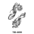Black and white temporary tattoo sticker featuring rose and feather design for body art decoration. - Rose Feather Style (TBS-8099)