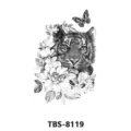 Black and white tiger flower temporary tattoo sticker, realistic animal body art design. - Tiger Floral Style (TBS-8119)