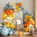 Bohemian balloon arch kit with blue orange yellow balloons for party birthday baby shower - Boho Balloon Set