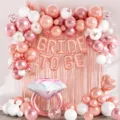Bride to be balloon arch kit rose gold wedding party decorations with giant ring foil balloon - Wedding Pink