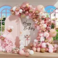 Roze gouden vlinder ballon boog kit voor verjaardag feestdecoraties en feestelijke vieringen. - Set 2
