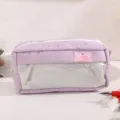 Astuccio portamatite doppio strato ricamo stella carino viola borsa cancelleria studenti - Viola