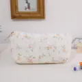 Koreaanse zoete bloemen etui met kanten afwerking, draagbare briefpapier opbergtas. - Oranje