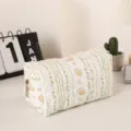 Bolsa de maquillaje acolchada floral, estuche cosmético suave, organizador portátil - Flor pequeña ondulada verde