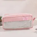 Astuccio rosa ricamato con stelle e finestra trasparente grande capacità per studenti - Rosa