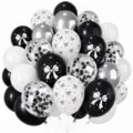 Luxury bow printed sequin balloon set for birthday party decorations and baby shower events. - Black Set