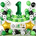 Set di palloncini per feste di compleanno di calcio verde e nero con numero 1. - Stile Calcio Verde Numero 1