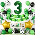 Set decorazione festa di compleanno calcio con palloncino verde numero 3 e festone. - Stile Calcio Verde Numero 3