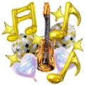 Rock and roll guitar foil balloons set for disco party birthday atmosphere decoration. - Rock Guitar Music Note Foil Balloon Orange