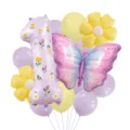 Spring theme 1st birthday balloon set with purple number one butterfly and daisy foil balloons - Number 1 Style