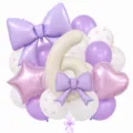 Pastel purple number 6 balloon set with big bow for birthday party and baby shower decor. - Bow Knot Number 6 Balloon / Purple