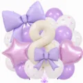 Pastel purple bow number 8 balloon set for baby birthday party celebration decoration - Bow Knot Number 8 Balloon / Purple