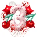 Kers hart nummer 3 folie ballon set verjaardag feest decoratie benodigdheden ballonbundel - Nummer 3 Stijl